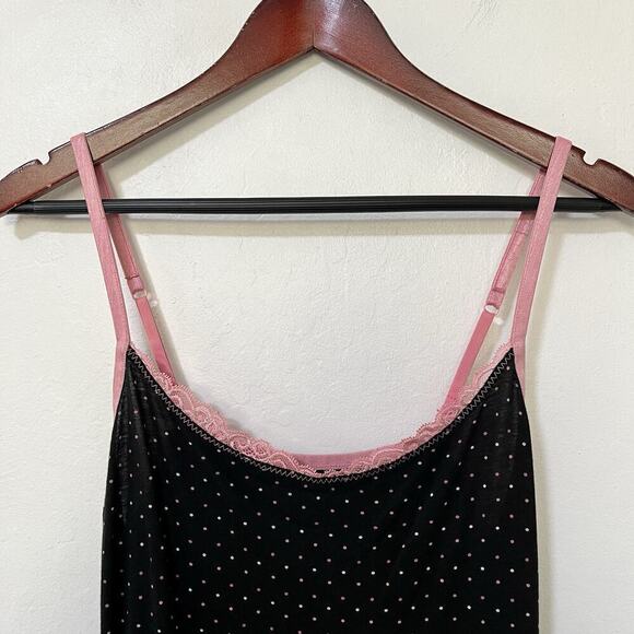 Express Nighwear Womens Lace Trim Cami Tank Top Size M Black Fitted Romantic Y2K - Picture 3 of 6